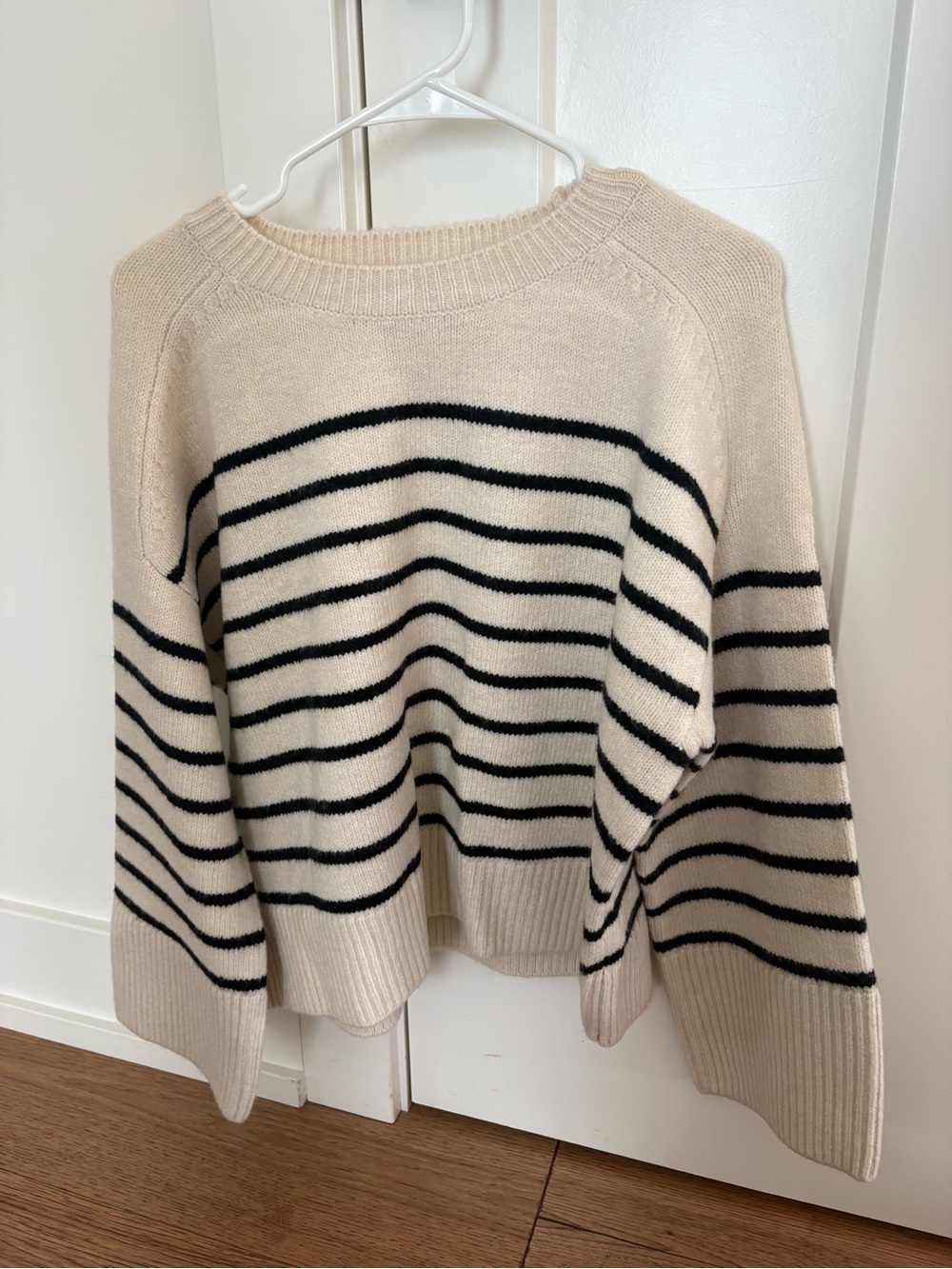 1. State Cream and Black Striped Scoop-Neck Sweater